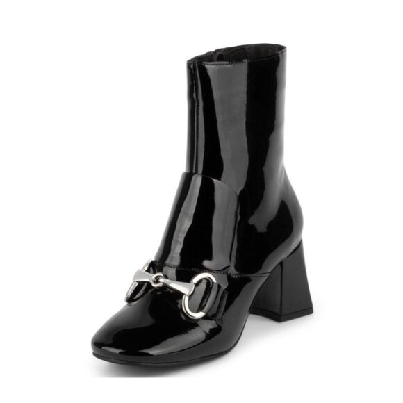 Jeffrey Campbell Deneuve Patent Black Heel Bootie Size 7.5 - Picture 1 of 12